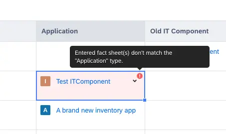 Invalid cell with an error description