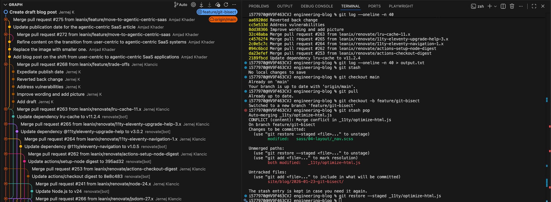 Git bisect workflow diagram